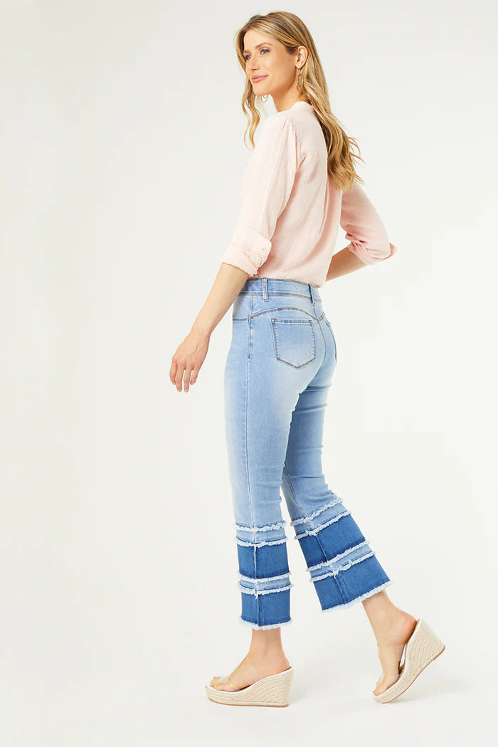 Contrast Tiered Flare Jean