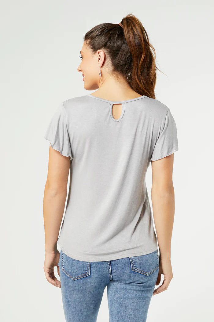 Flutter Sleeve Top Grey