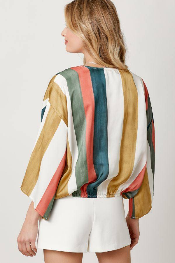 Stripe Kimono Top