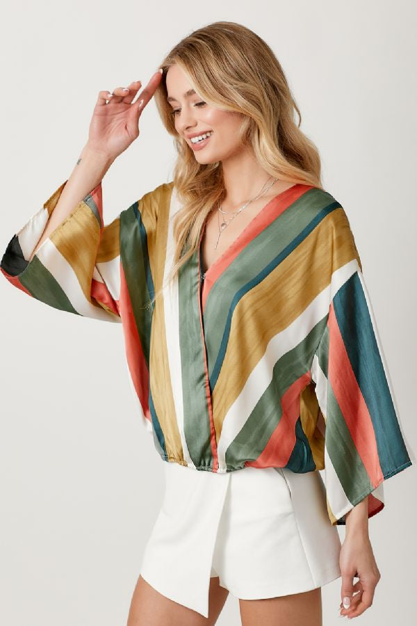 Stripe Kimono Top