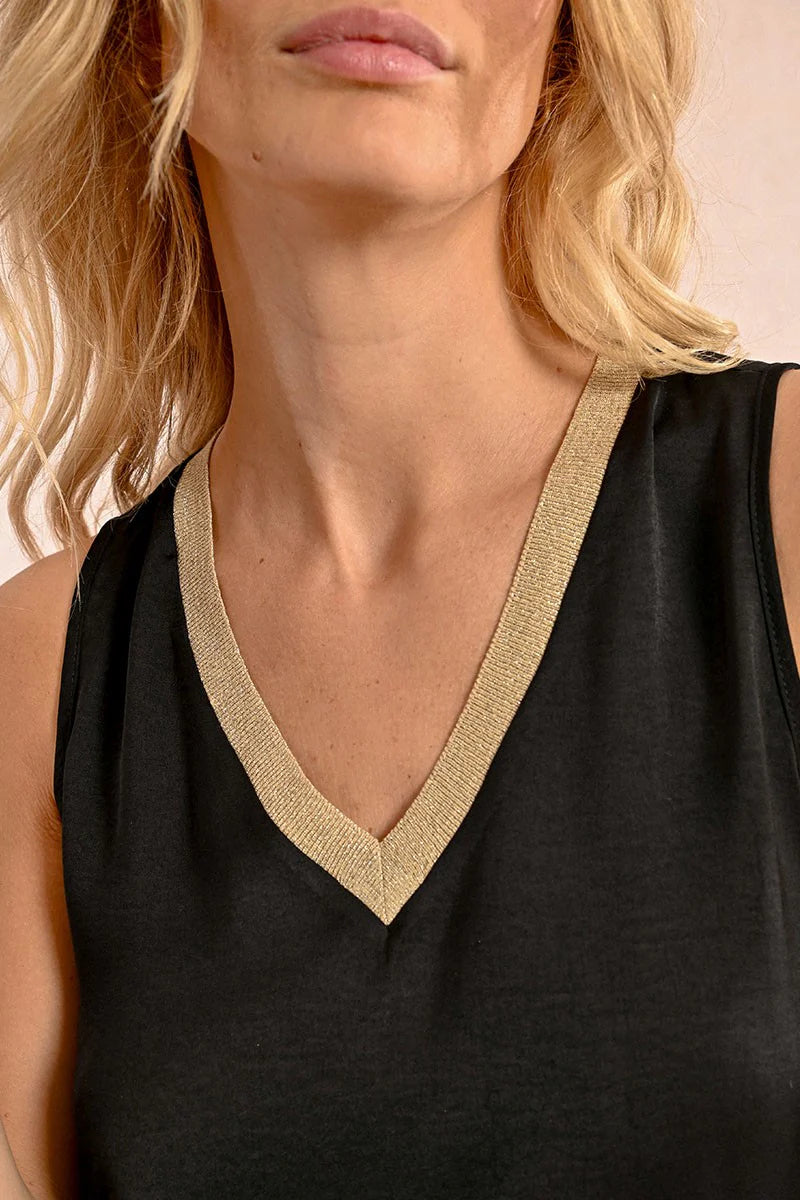 Gold Trim V-Neck