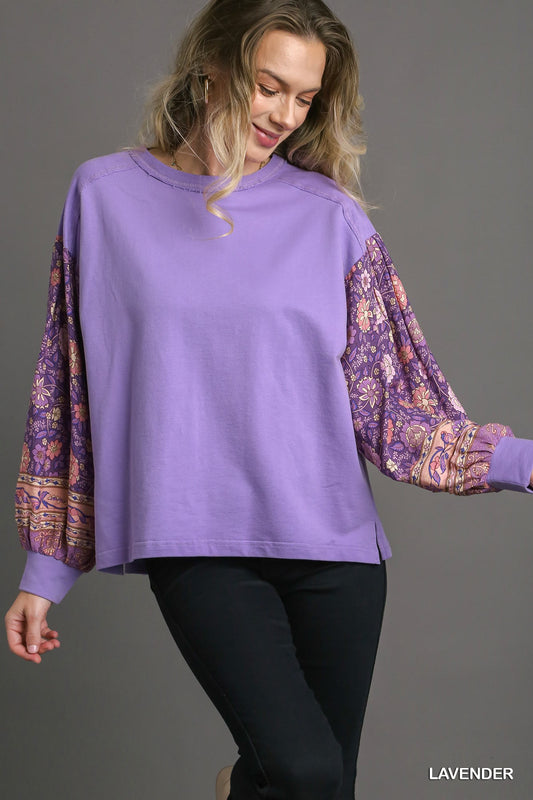French Terry top Print  Sleeve