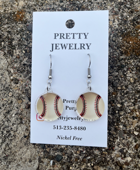 Baseball Dangly Earrings