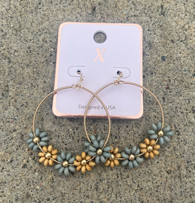 Neutral Flowered Gold Earrings