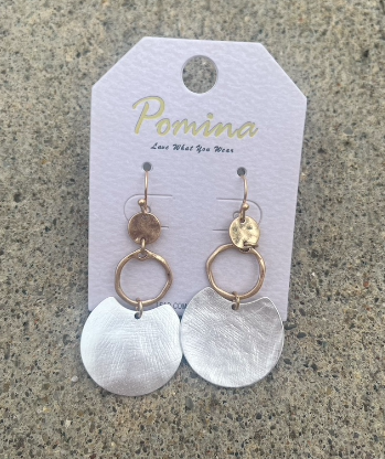 Gold & Silver 3-Tiered Dangly Earrings