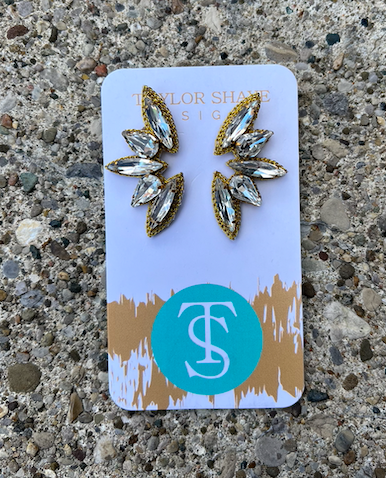 Diamond Studded Gold Stud Earrings