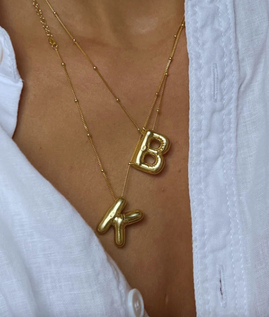 Call Me Balloon Initial Necklace - Gold