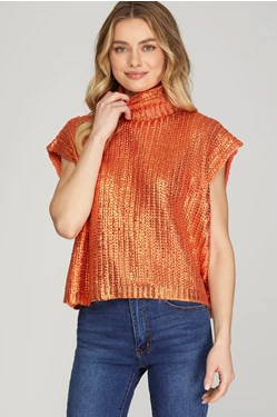 Metallic Orange Sweater