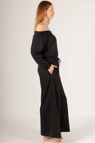 French Terry Off Shoulder Jumpsuit