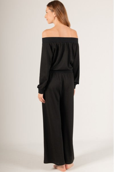 French Terry Off Shoulder Jumpsuit