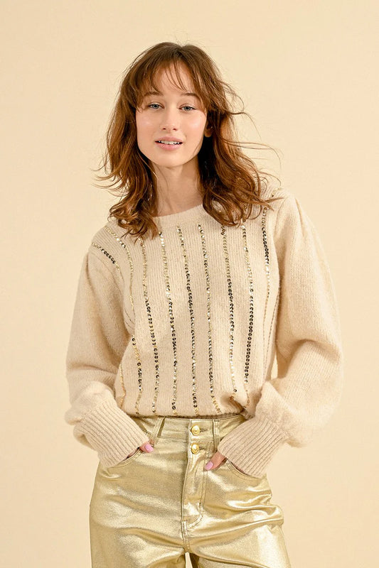 Sequin Beige Sweater