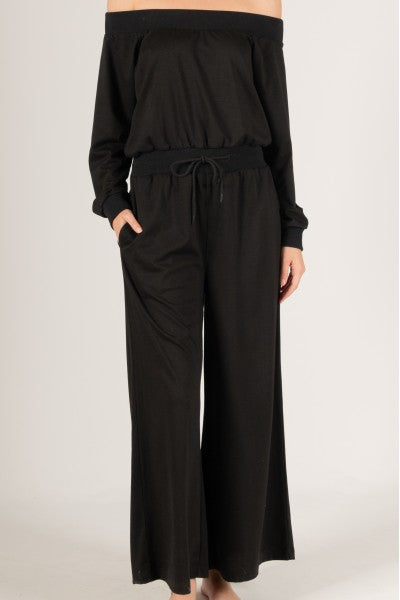 French Terry Off Shoulder Jumpsuit