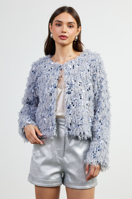 Feathered Sequin Jacket/Sv