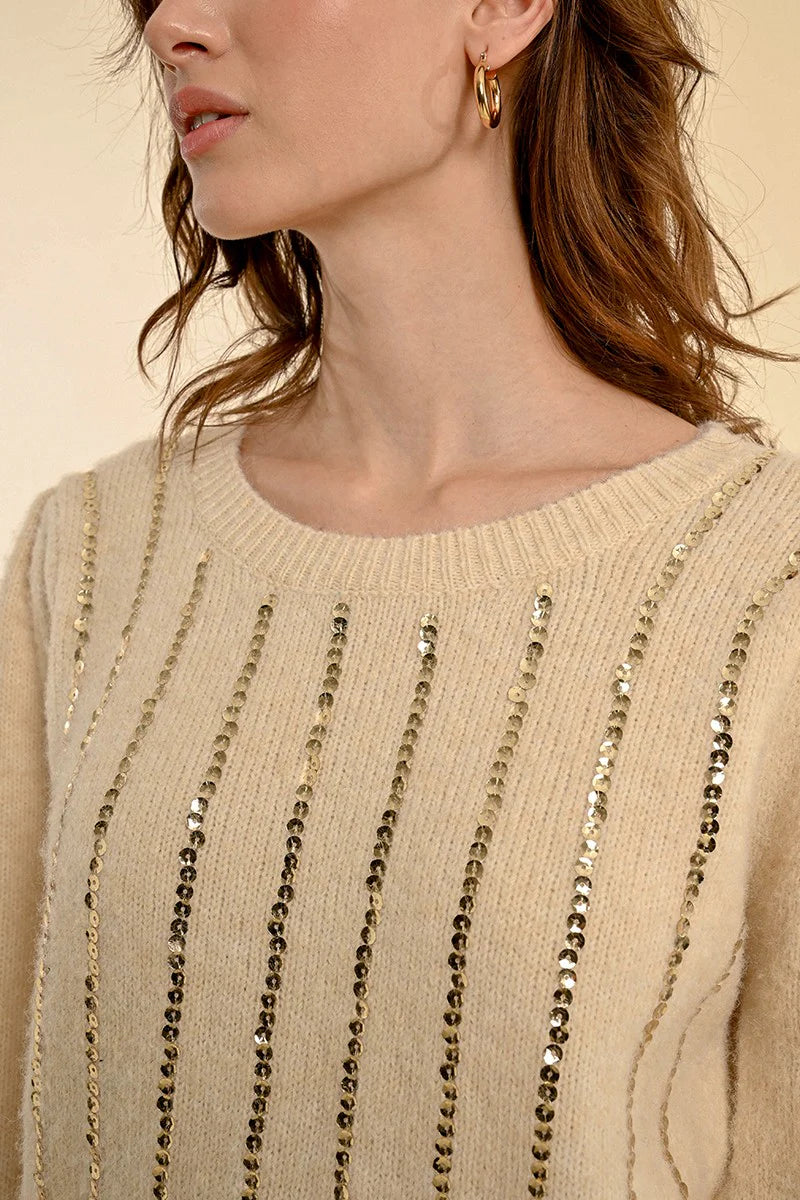 Sequin Beige Sweater