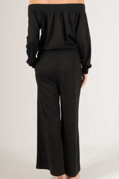 French Terry Off Shoulder Jumpsuit