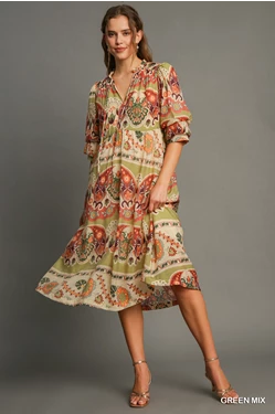 Fall Print Midi Dress