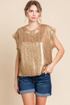 Metallic Cable Knit Vest