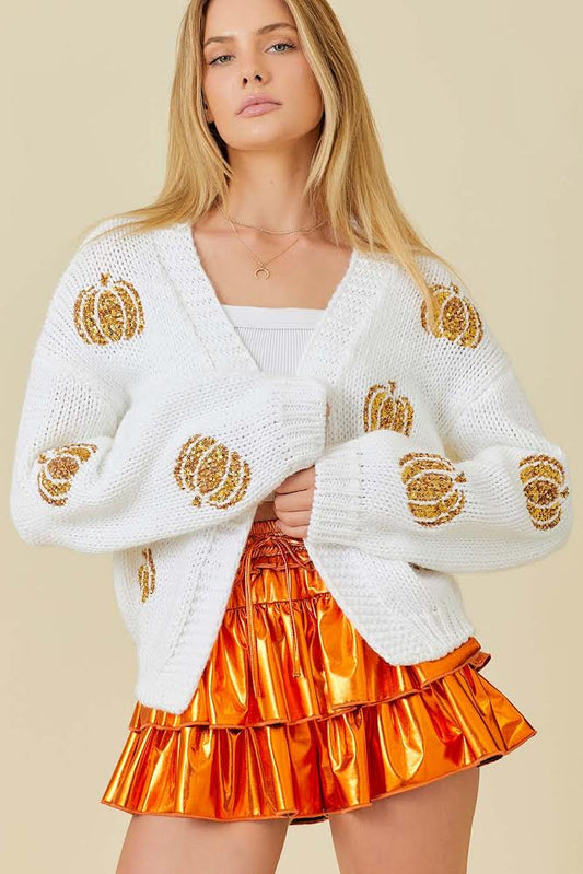 Sequin Pumpkin Cardigan