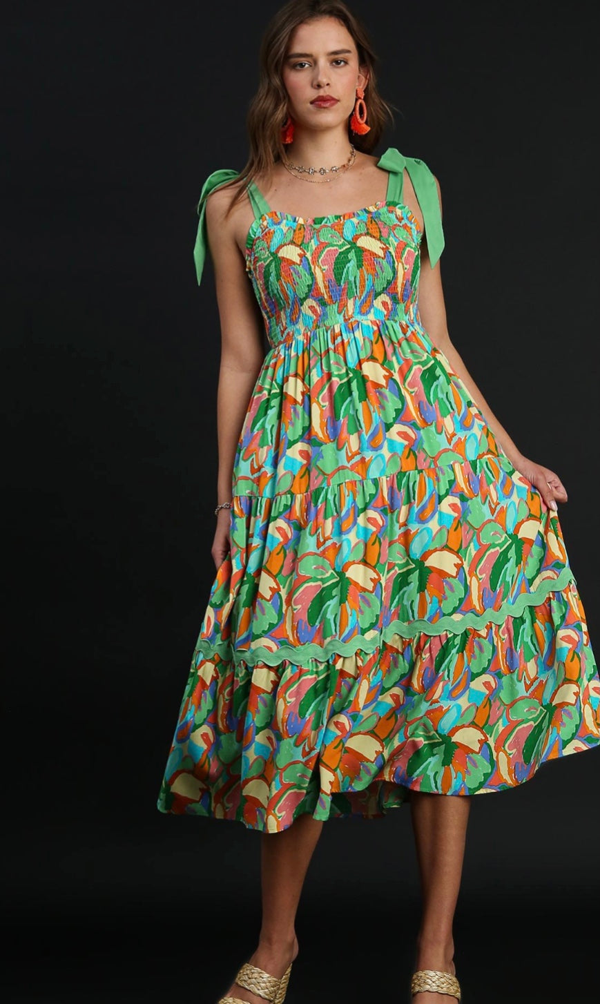 Green Mix Print Dress