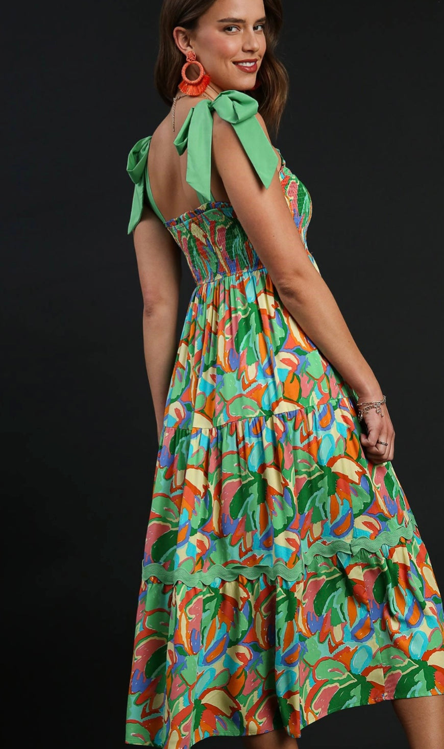 Green Mix Print Dress