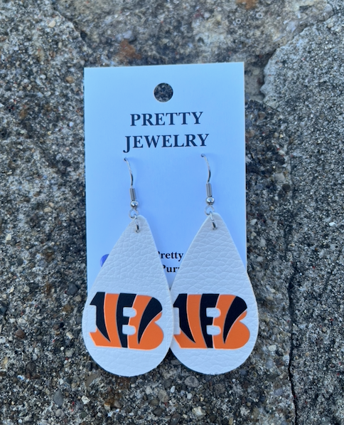 Tear Drop Bengals Earrings