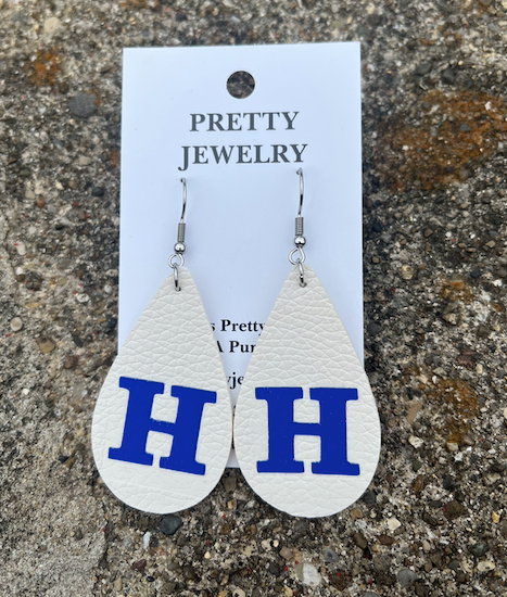 H Tear Drop Earring - White